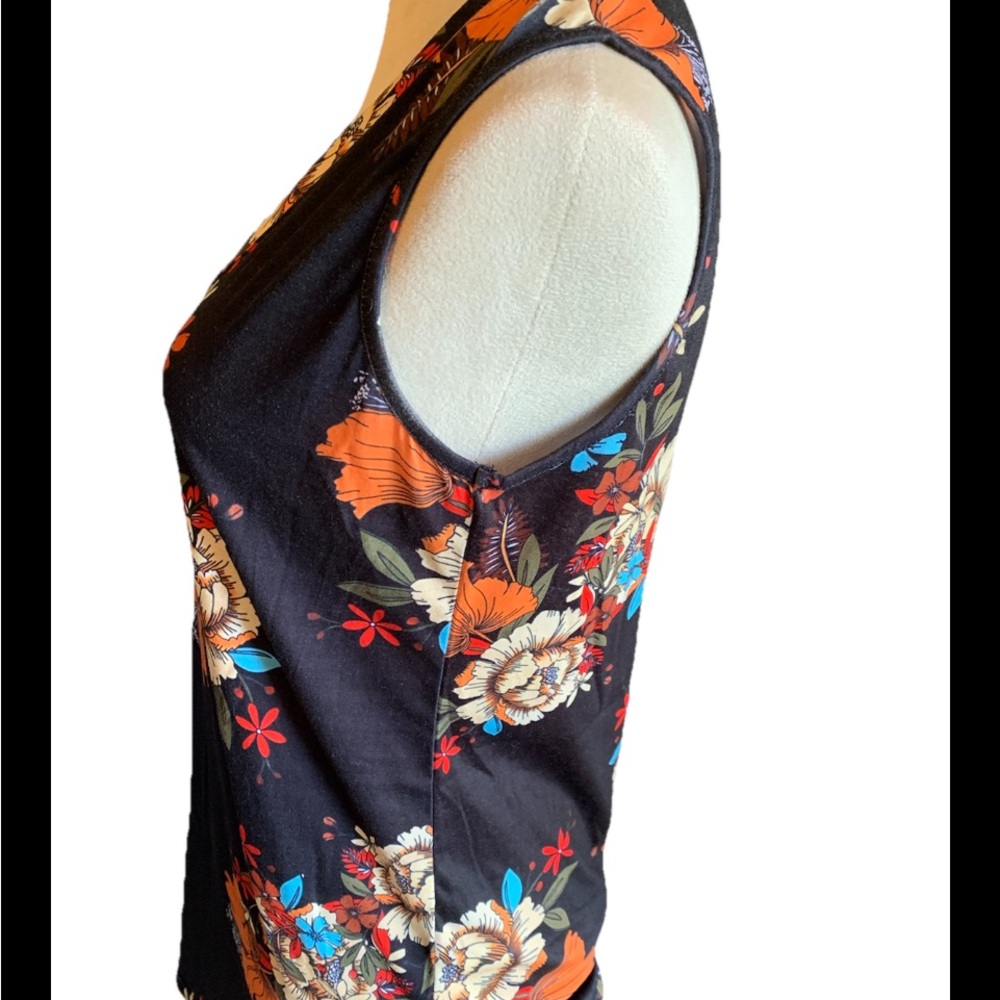 Sampeel Tank Top Tunic Sleeveless NWT Black Floral Pullover Size Small - Picture 3 of 7